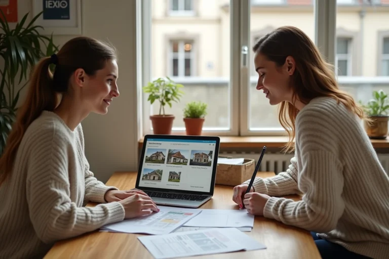 Couple consultant des documents immobiliers pour acheter une maison à Lyon en 2026
