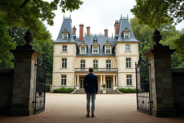 Propriétaire du château de Groussay devant la façade historique du domaine en Île-de-France